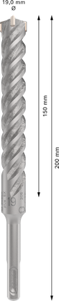 PRO SDS plus-5X 四溝鎚鑽鑽頭,19 x 150 x 200 mm PRO SDS plus-5X 四溝鎚鑽鑽頭,19 x 150 x 200 mm