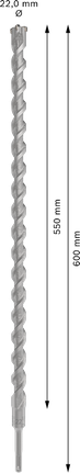 PRO SDS plus-5X 四溝鎚鑽鑽頭,22 x 550 x 600 mm PRO SDS plus-5X 四溝鎚鑽鑽頭,22 x 550 x 600 mm