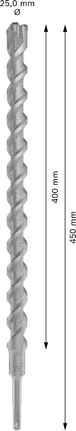 PRO SDS plus-5X 四溝鎚鑽鑽頭,25 x 400 x 450 mm PRO SDS plus-5X 四溝鎚鑽鑽頭,25 x 400 x 450 mm