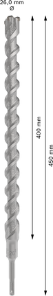 PRO SDS plus-5X 四溝鎚鑽鑽頭,26 x 400 x 450 mm PRO SDS plus-5X 四溝鎚鑽鑽頭,26 x 400 x 450 mm