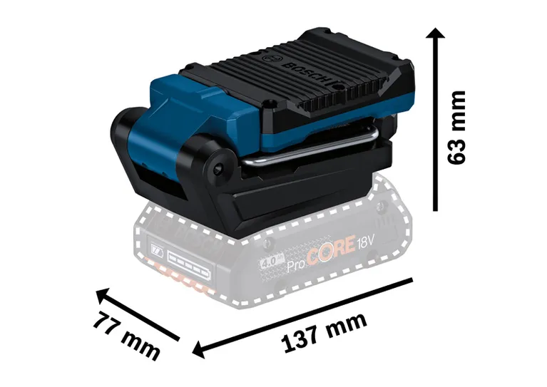 Bosch GLI 18V-800 cordless work light, compact size.