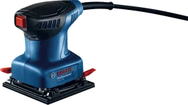 Bosch 140 軌道砂光機，配有符合人體工學的握把。.