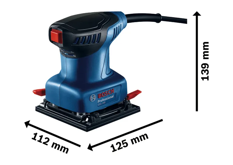 BoschGSS 140 軌道砂光機，設計精巧。.