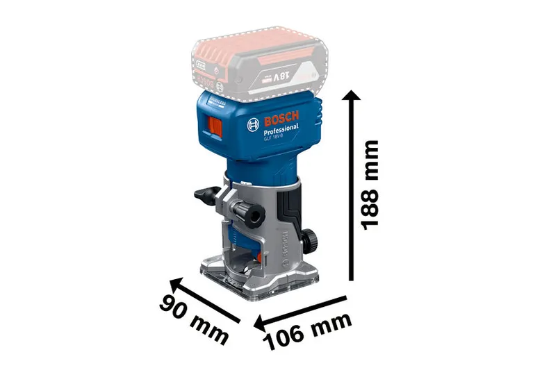 尺寸小巧的BoschGLF 18V-8 路由器。.