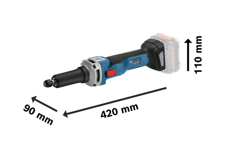 Bosch 18V-23 L 無線直磨機，尺寸合適。.
