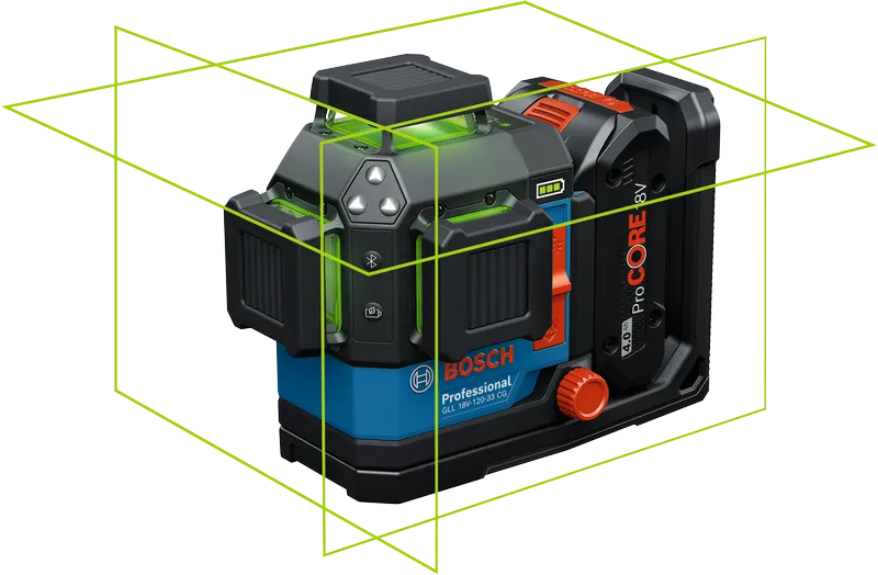 Bosch GLL 18V-120-33 CG laser leveling tool with 120m range.