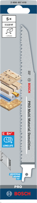 Bosch PRO 多材料拆除 S1110VF 刀片 5 件。