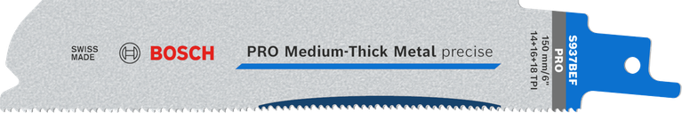 PRO Medium-Thick Metal precise S937BEF 軍刀鋸片,1.1 x 25 x 150 mm,5 件組 Bosch PRO 中厚金屬精密 S937BEF 刀片。.