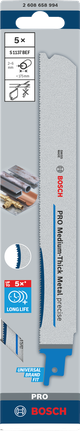 PRO Medium-Thick Metal precise S1137BEF 軍刀鋸片,1.1 x 25 x 225 mm,5 件組 Bosch PRO 中厚金屬 S1137BEF 刀片 5 件.