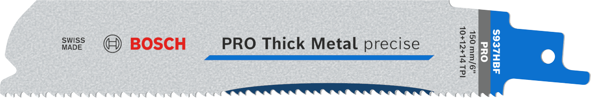 Bosch PRO 厚金屬精密 S937HBF 刀片採用 3x3 齒設計。.