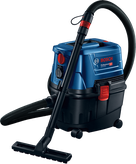 BoschGAS 15 PS 乾濕兩用吸塵器，配備 10L 容器。