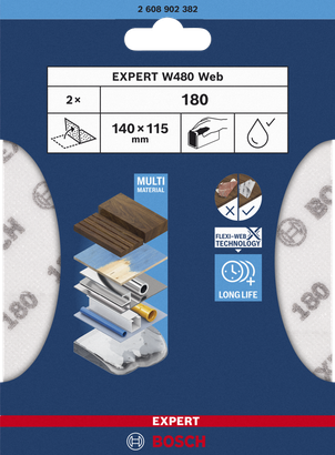 EXPERT W480 Web Bosch手砂紙 140×115 mm G180.