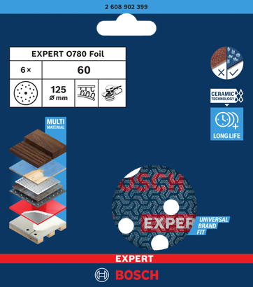EXPERT O780 箔 BoschEXPERT O780 125 毫米 60 粒度砂紙片.