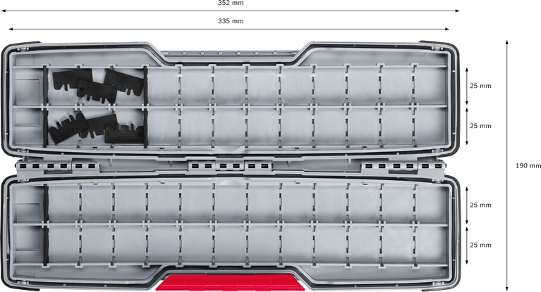 用於配件的 PRO Tough Box 防撞收納盒(大),50 x 120 x 355 mm Bosch PRO 大型堅固盒,用於配件整理。.