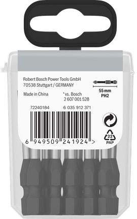BoschPH2 55 毫米十字衝擊鑽頭包。.