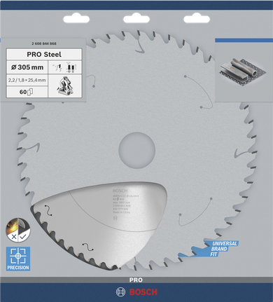 PRO Steel 鋼材圓鋸片,有線,305 x 2.2 x 25.4 mm,T60 Bosch PRO Steel 305 毫米圓鋸片。.