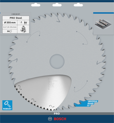 PRO Steel 鋼材圓鋸片,有線,355 x 2.2 x 25.4 mm,T90 Bosch PRO Steel 355 毫米圓鋸片。.