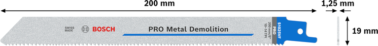 Bosch PRO Metal Demolition S1025VF 刀片，長度 200 mm。.