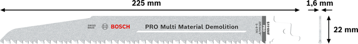 Bosch PRO Multi Material Demolition S1110VF 鋸片，225 mm。