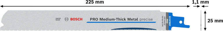 PRO Medium-Thick Metal precise S1137BEF 軍刀鋸片,1.1 x 25 x 225 mm,5 件組 Bosch PRO 中厚金屬精密 S1137BEF 刀片,225 毫米。.