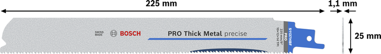 PRO Thick Metal precise S1137HBF 軍刀鋸片,1.1 x 25 x 225 mm,5 件組 Bosch PRO 厚金屬精密 S1137HBF 鋸片 225 mm。.