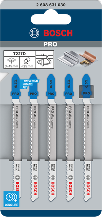 PRO Alu curve T227D 專業鋁材曲線切割款線鋸片,100 mm,5 件組 Bosch鋁製曲線 T227D 曲線鋸鋸條 100 mm 5 件.