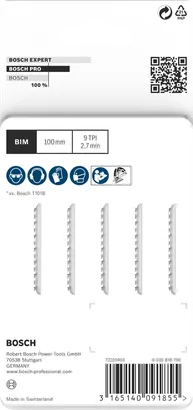 Bosch硬木清潔 T101BF 曲線鋸刀片 100 毫米 5 件.