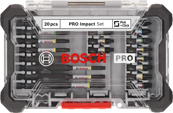PRO Impact 抗衝擊螺絲起子鑽頭套裝,20 件組 Bosch PRO 衝擊螺絲起子頭組 20 件。.