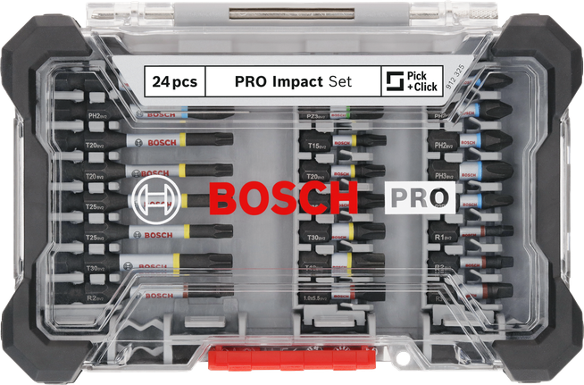 PRO Impact 抗衝擊螺絲起子鑽頭套裝,24 件組 Bosch PRO 衝擊螺絲起子頭組 24 件。.