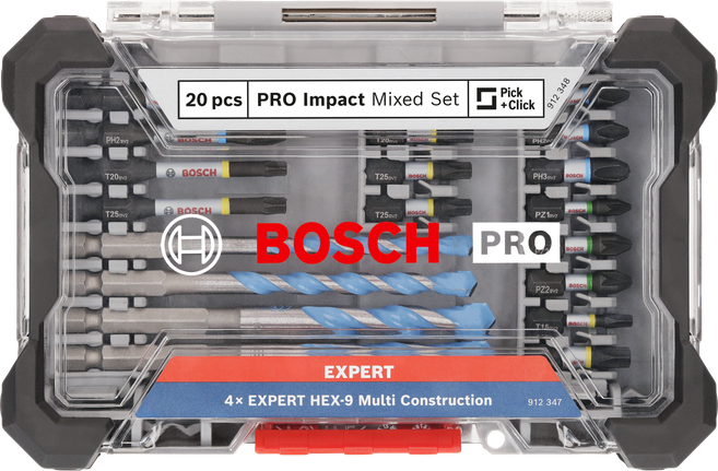 PRO Impact 抗衝擊混合套裝,20 件 Bosch PRO Impact 混合套裝 20 件.