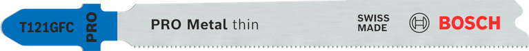 Bosch PRO Metal 薄型 T121GFC 曲線鋸刀片適用於精細金屬切割。.