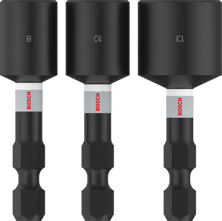 Bosch PRO 衝擊螺帽扳手組 8、10、13 毫米 1/4 英吋六角。.