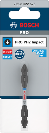 PRO Impact 抗衝擊雙頭型起子頭,含 Pick and Click 索引,PH2,65 mm Bosch PH2 雙頭衝擊鑽頭 65 毫米.