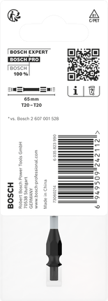 PRO Impact 抗衝擊雙頭型起子頭,含 Pick and Click 索引,T20,65 mm Bosch雙頭 T20 鑽頭 65 mm。.