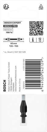 PRO Impact 抗衝擊雙頭型起子頭,含 Pick and Click 索引,T25,65 mm Bosch雙頭 T25 衝擊鑽頭 65 毫米.
