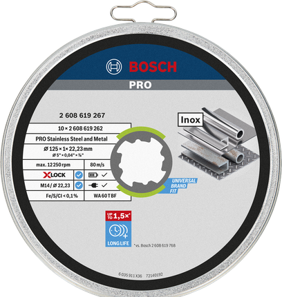 Bosch PRO 125×1×22.23 毫米不鏽鋼切割盤。.