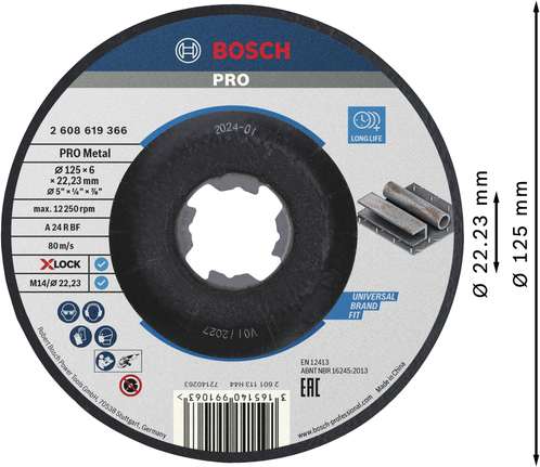 Bosch PRO 金屬黏合砂輪 X-Lock 125mm。.
