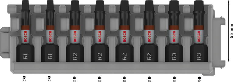Bosch PRO R 衝擊鑽頭 8 件套，長度 55 毫米。.