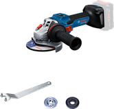 BoschGWS 18V-15 S 無線角磨機及配件。