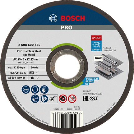 Bosch PRO 不鏽鋼和金屬切割盤 125 毫米。.