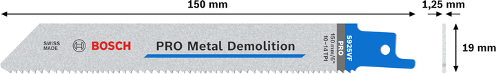 PRO Metal S1125VF 軍刀鋸片 Bosch PRO Metal Demolition S1125VF 刀片,長度 225 mm。.