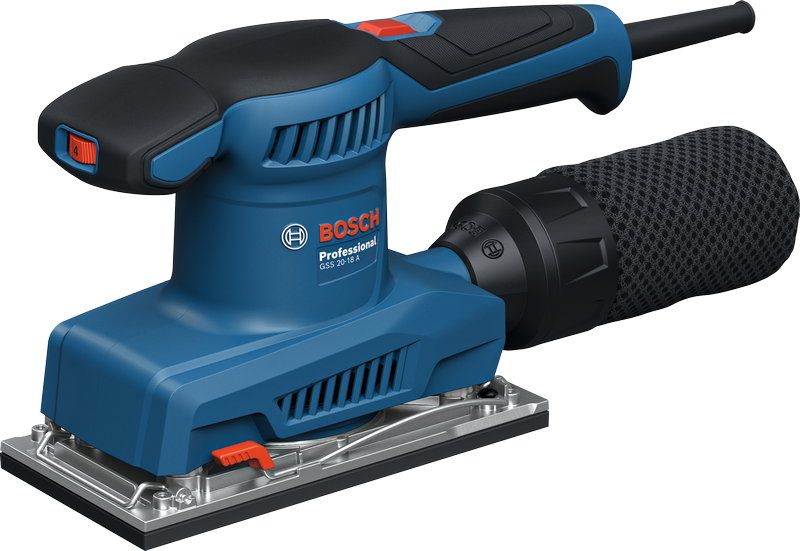 Bosch 20-18 附集塵盒的軌道砂光機。.