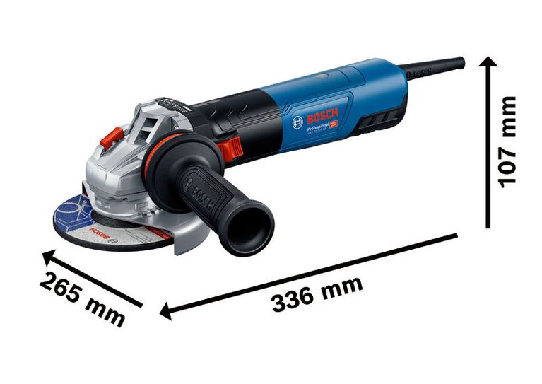 Bosch 20-125 SB 角磨機配有符合人體工學的手把。.