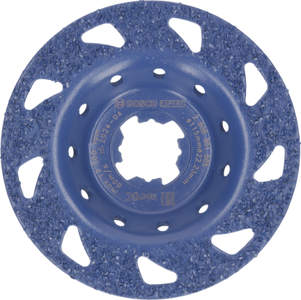 中型超耐久多材質專業款碳化鎢硬質合金研磨盤,平面型,X-LOCK,115 mm,22.23 mm Bosch EXPERT 多材質硬質合金磨頭中等扁平 115 毫米。.