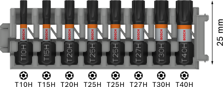 Bosch PRO TH 衝擊鑽頭套裝 T10H 至 T40H，8 件。.