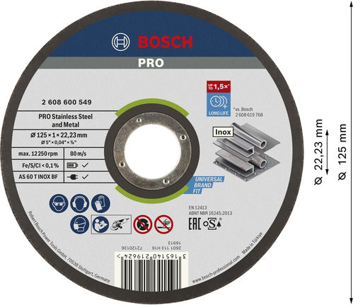 Bosch PRO 不鏽鋼切割盤，125 毫米。.
