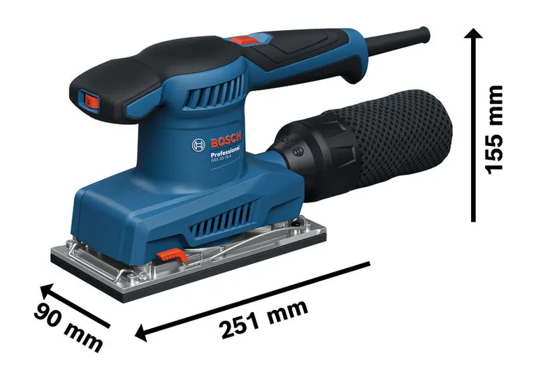 Bosch 20-18 附集塵袋的軌道砂光機。.