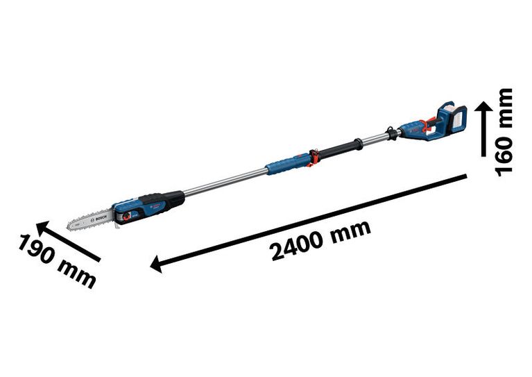 Bosch GKE 18V-25 TP cordless pole saw with 2400 mm length.
