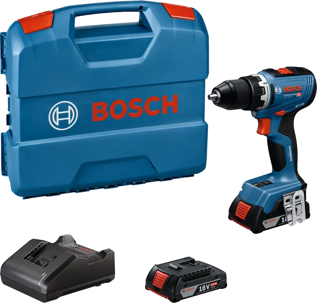Bosch 18V-65 鑽頭套裝，配有電池和充電器。.