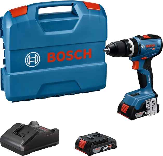 BoschGSB 18V-65 無線電鑽套件，配備 18V 電池。.